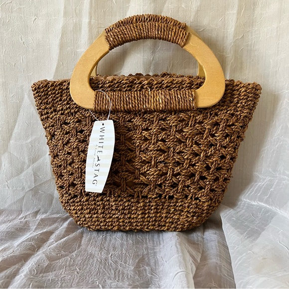 White Stag Paper Straw Handbag Bundle of 2, Brown & Toast, NWT, Boho Beach Bags - Picture 6 of 9